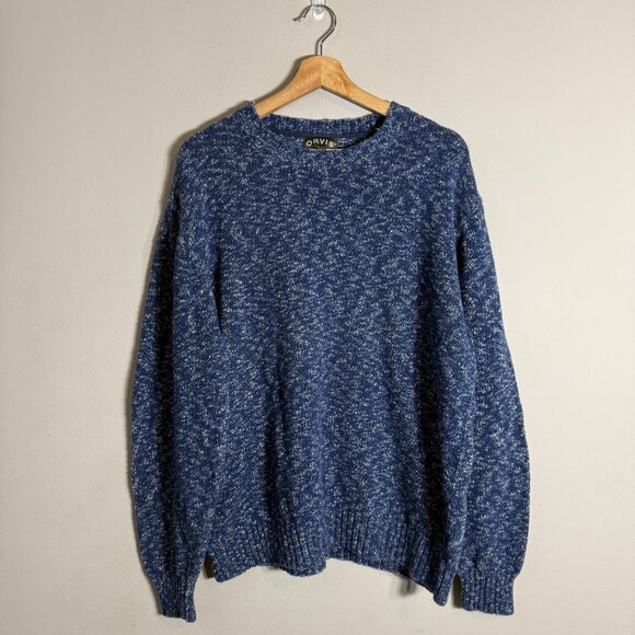 Vtg Orvis Linen Knit Crewneck Sweater Pullover Men's Large Blue Eclectic Grandpa - Picture 2 of 12
